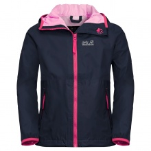 Jack Wolfskin Regenjacke Rainy (wind- und wasserdicht) blau/pink Kinder